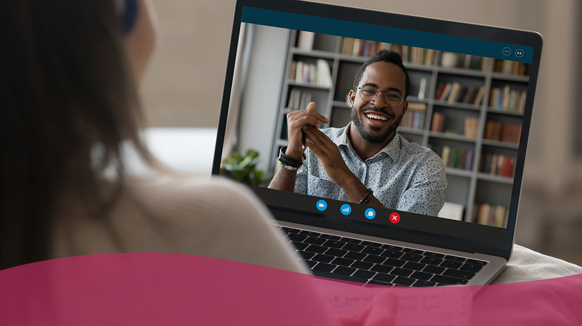 Photo of a school leader talking to a teacher via a video conferencing call - thanking them for all their incredible work during Teacher Appreciation Week