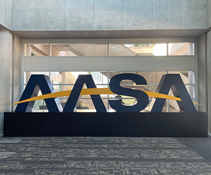 AASA logo in a convention enter