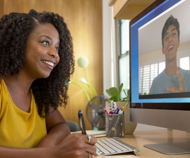 Teacher and student meeting virtually